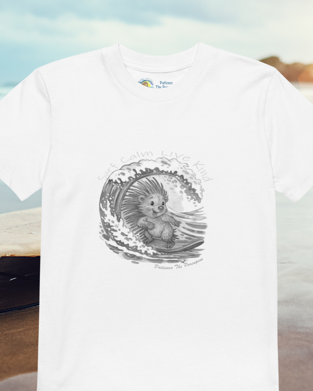 Patience the Porcupine Organic Kids Tee — Black & White Edition